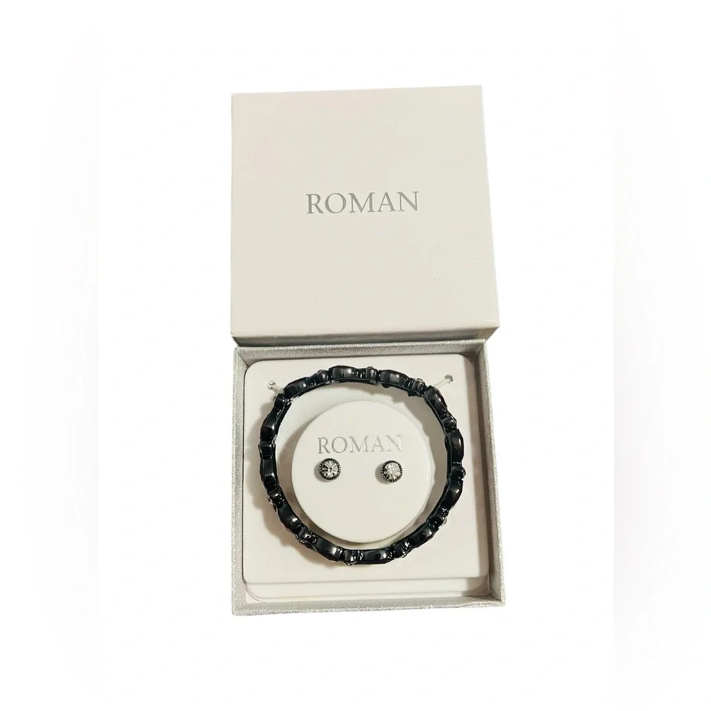 Roman Scarlet Teardrop Crystal Stretch Bracelet with Clear Accents - Picture 4 of 6